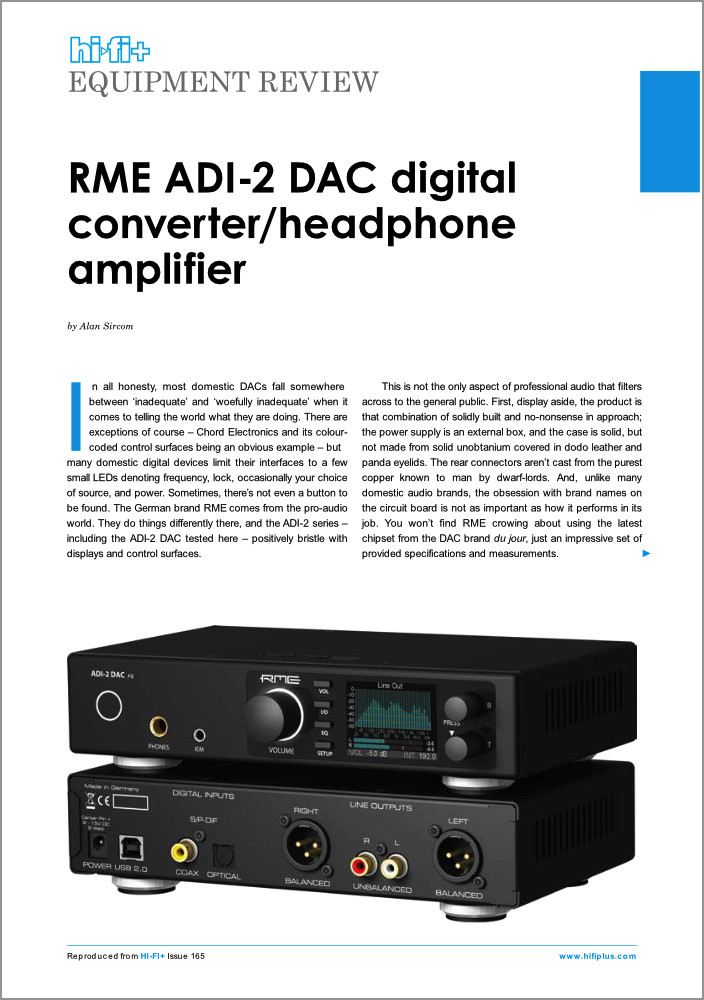RME ADI-2 DAC review by HiFi+ Magazine